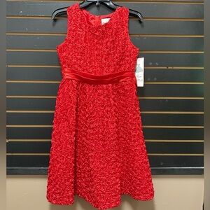 Rare Editions Red Rosette Party Dress Girls 16 NWT Holiday Formal